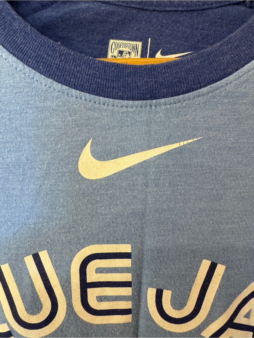 Nike Light Blue and Royal Blue Blue Jays Raglan Tee - Picture 4 of 8